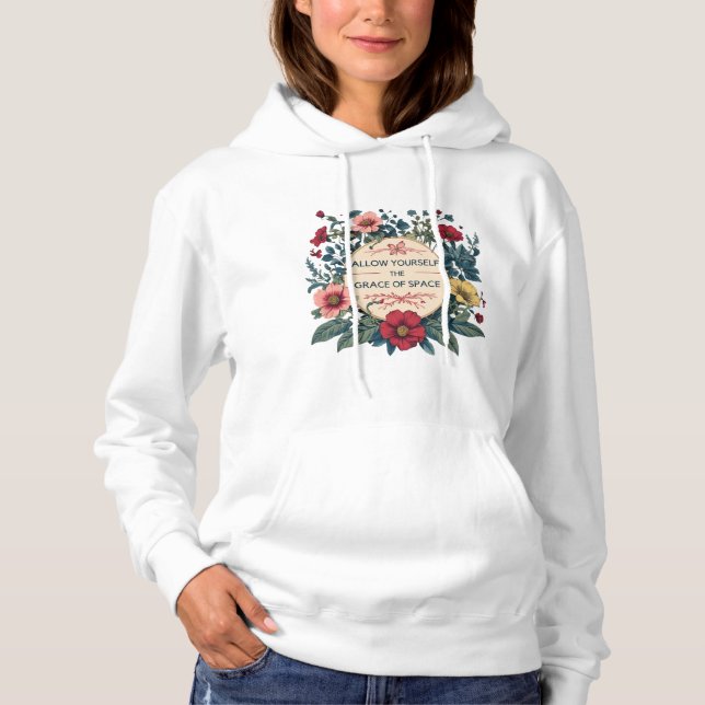 Camiseta Hoodie White "Grace of Space" (Frente)