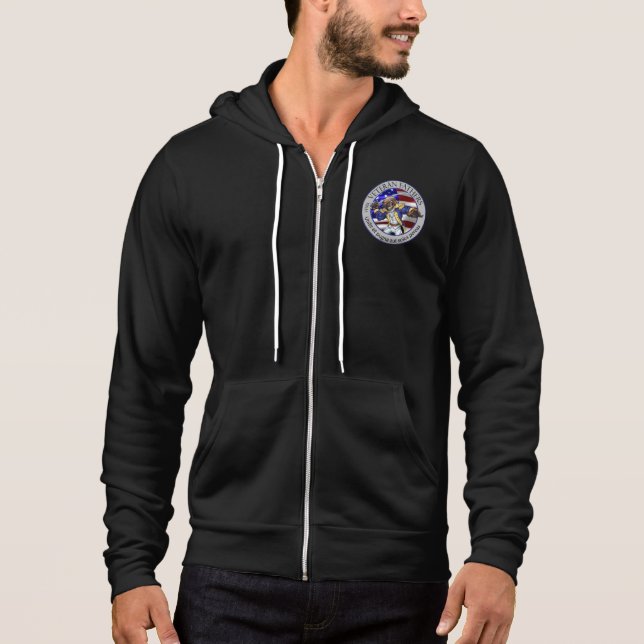 Camiseta Hoodie zip-up preta com logotipo (Frente)