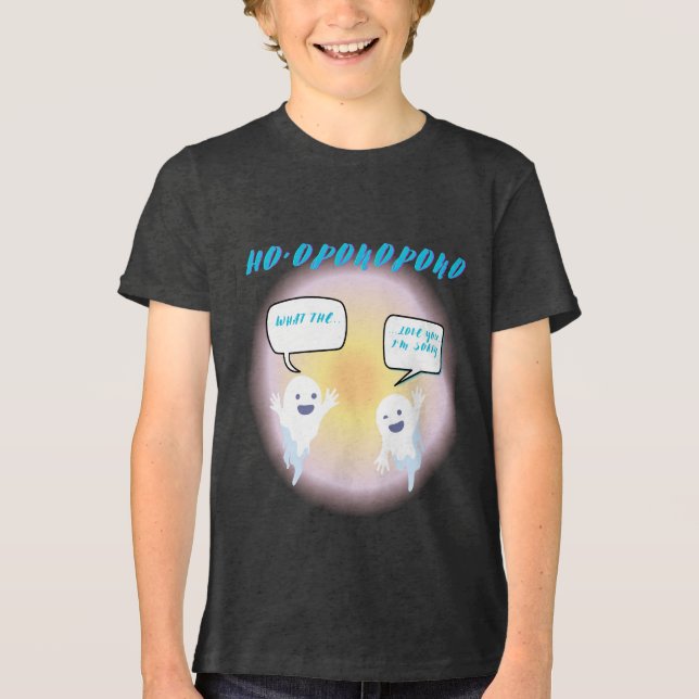Camiseta Ho'oponopono fantasma cicatrizando e Designs engra (Frente)