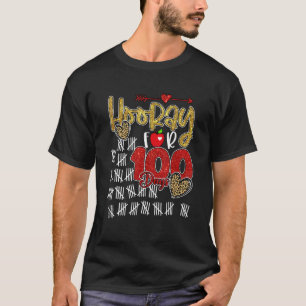 Camiseta Hooray For 100 Dias Leopard Heart Happy 100th Day