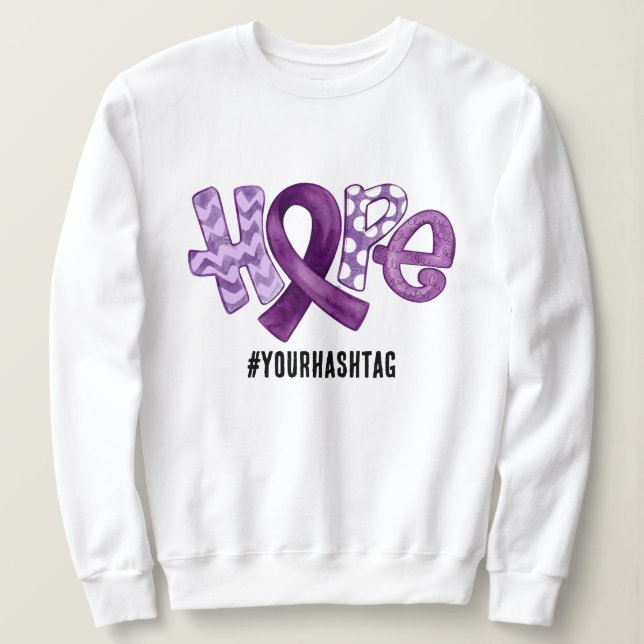 Camiseta Hope Awareness Ribbon Personalized Hashtag (Frente do Design)