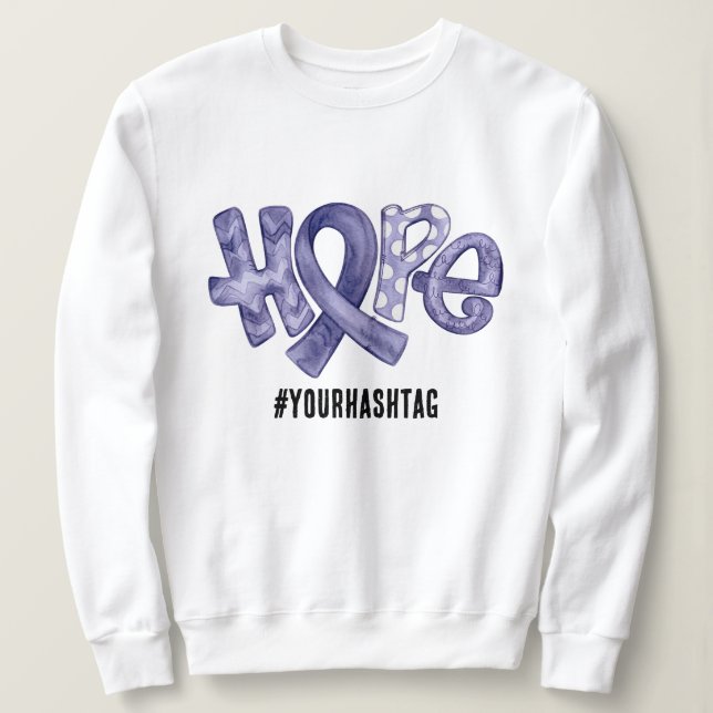 Camiseta Hope Awareness Ribbon Personalized Hashtag (Frente do Design)