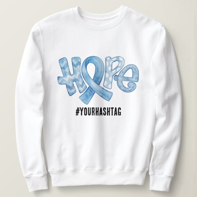 Camiseta Hope Awareness Ribbon Personalized Hashtag (Frente do Design)