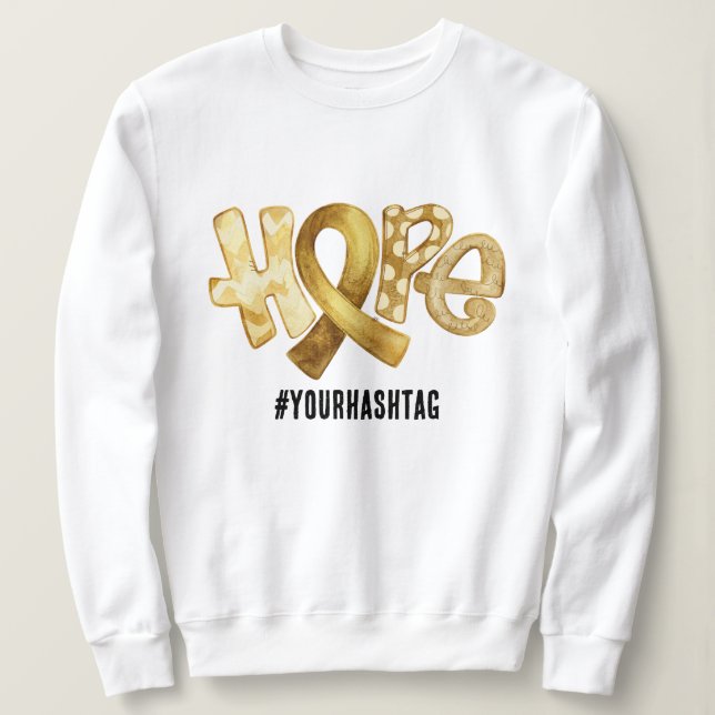 Camiseta Hope Awareness Ribbon Personalized Hashtag (Frente do Design)