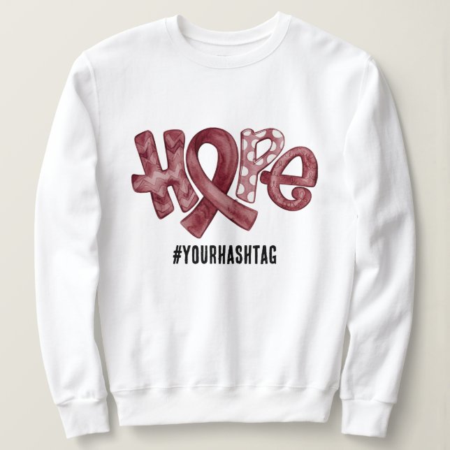Camiseta Hope Awareness Ribbon Personalized Hashtag (Frente do Design)
