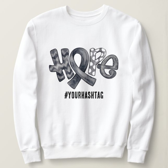 Camiseta Hope Awareness Ribbon Personalized Hashtag (Frente do Design)