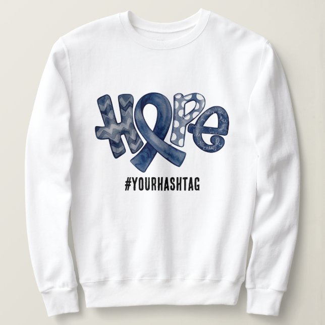 Camiseta Hope Awareness Ribbon Personalized Hashtag (Frente do Design)