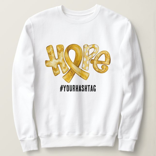 Camiseta Hope Awareness Ribbon Personalized Hashtag (Frente do Design)