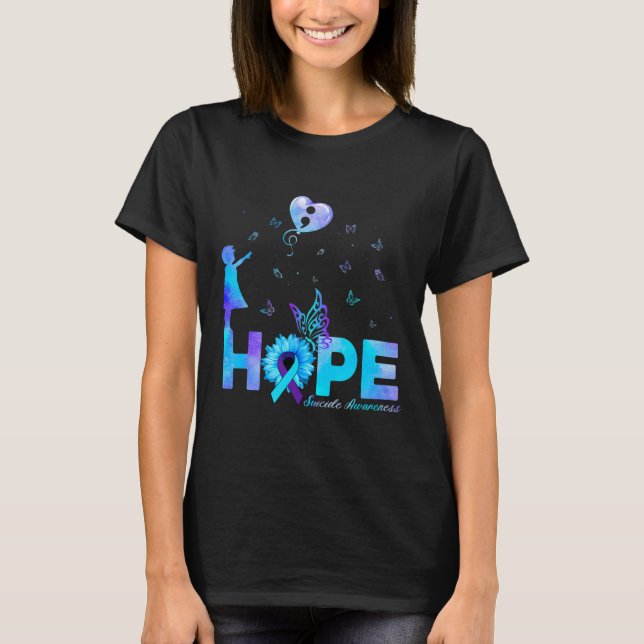 Camiseta Hope Butterfly Sunflower Prevention Awaren (Frente)