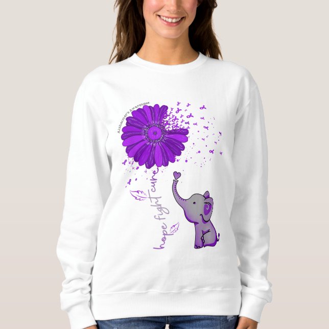 Camiseta Hope Fight Cure Alzheimer Elephant & Flower (Frente)