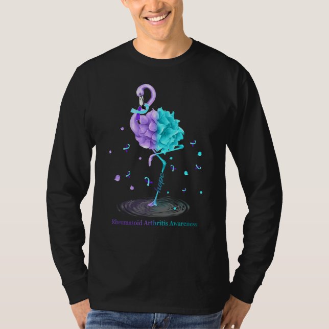 Camiseta Hope Flamingo Purple Blue Rheumatoide Artrite Awa (Frente)