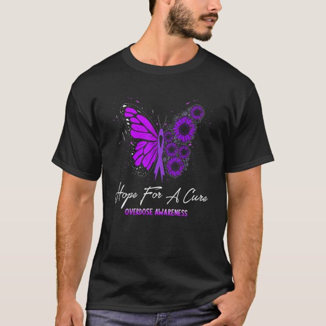 Camiseta Hope For A Cure Overdose Awareness Month Purple Ri (Frente)