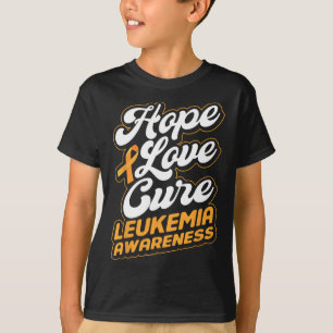 Camiseta Hope Love Cure Suporte Leucemia Sensibilização Fit