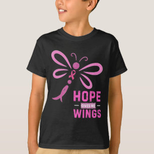 Camiseta Hope me dá Cancer de mama de borboleta das asas