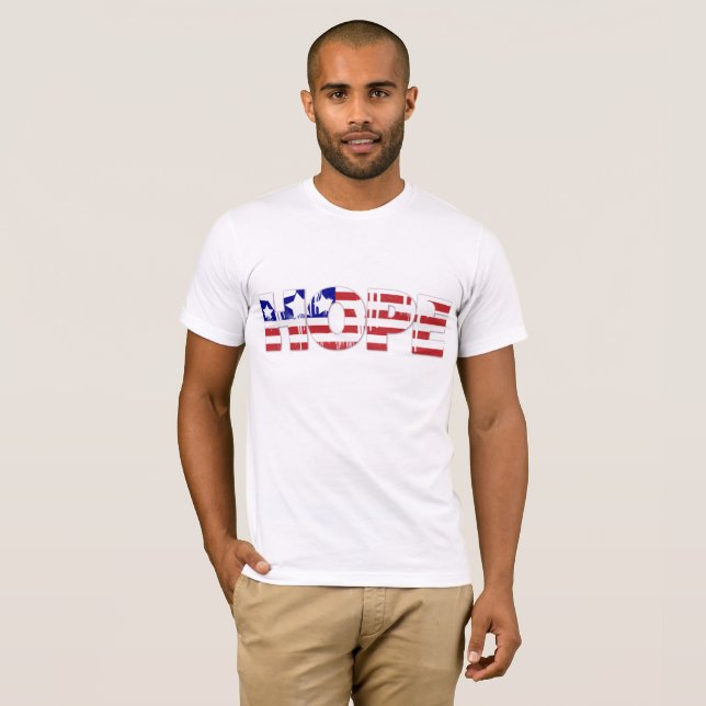Camiseta Hope, Presidente de Bandeira dos EUA Barack Obama  (Frente Completa)