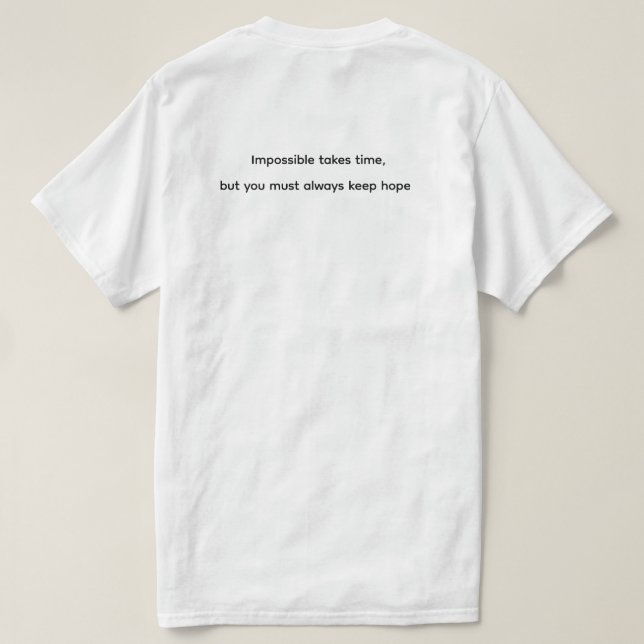 Camiseta Hope Takes Time – Inspirational Clock & Butterfly  (Verso do Design)