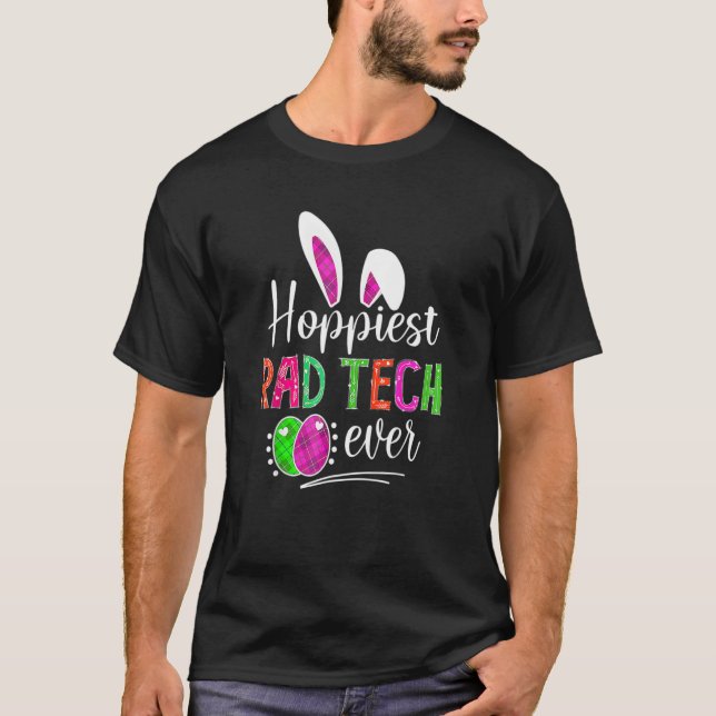 Camiseta Hoppiest Rad Tech Ever Bunny Ears Buffalo Xadrez E (Frente)