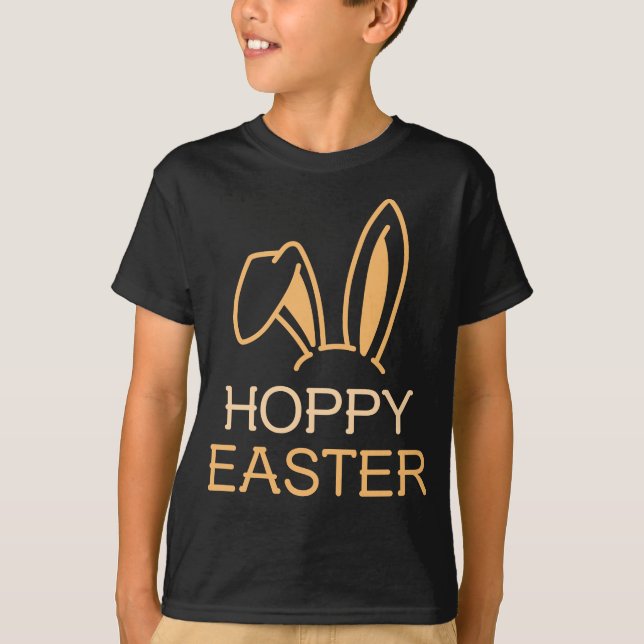 Camiseta Hoppy Hare Khaki Kids Páscoa Tee (Frente)