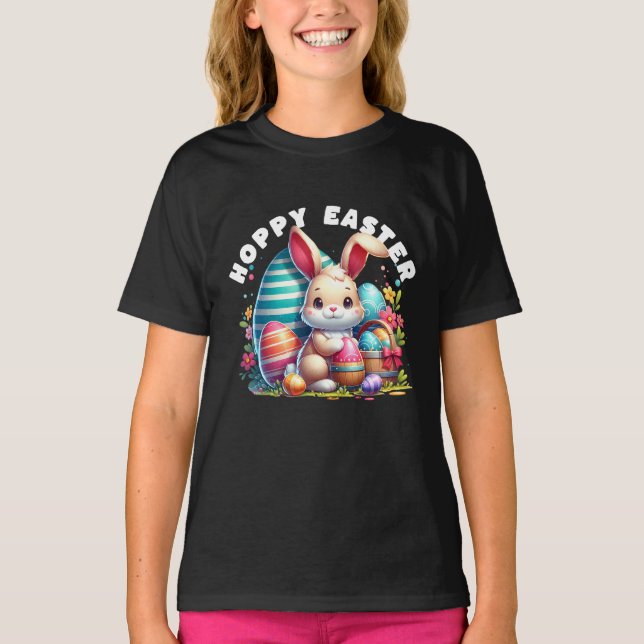 Camiseta Hoppy Páscoa Kawaii Bunny Felz pascoa (Frente)
