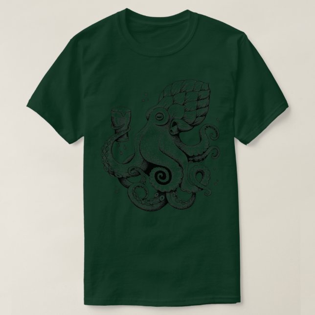 Camiseta Hoptopus Octopus Do Bebendo De Cerveja (Frente do Design)