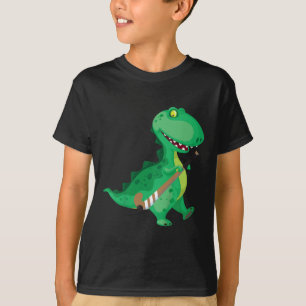 Camiseta Hóquei de Campo Infantil Dinossauro Engraçado 
