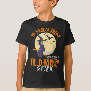 Camiseta Hóquei em Campo Halloween Bruxa Meu Cabo de Vassou