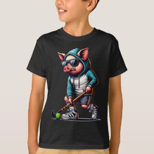 Camiseta Hóquei em Campo Porco Em Capuz Com Stick De Sungle