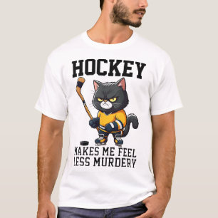 Camiseta Hóquei Me Faz Sentir Menos Assassino Gato Hóquei P