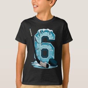 Camiseta Hóquei no Gelo 6 Anos Aniversário Menino 6º Aniv C