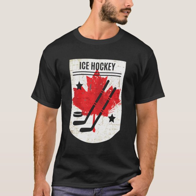 Camiseta Hóquei No Gelo Canadense Para Presente No Dia Do C (Frente)