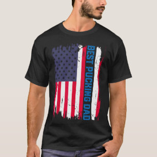 Camiseta Hóquei no Gelo Melhor Pai Rebater EUA Bandeira Ame
