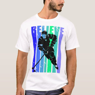 Camiseta Hóquei no Gelo Meninos Retro Vintage Jogador de Hó