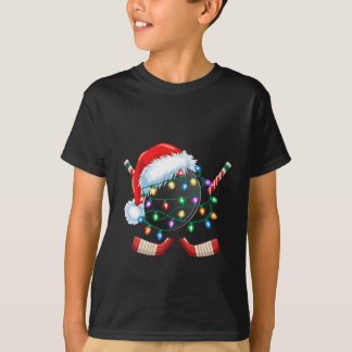 Camiseta Hóquei no Gelo Papai Noel Bola de Hóquei de Natal