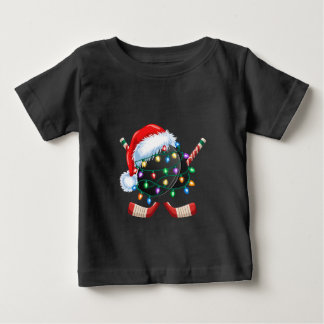Camiseta Hóquei no Gelo Papai Noel Bola de Hóquei Natal Esp