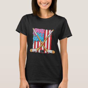 Camiseta Hóquei no Gelo Sorvete Gotejante Meninos Bandeira
