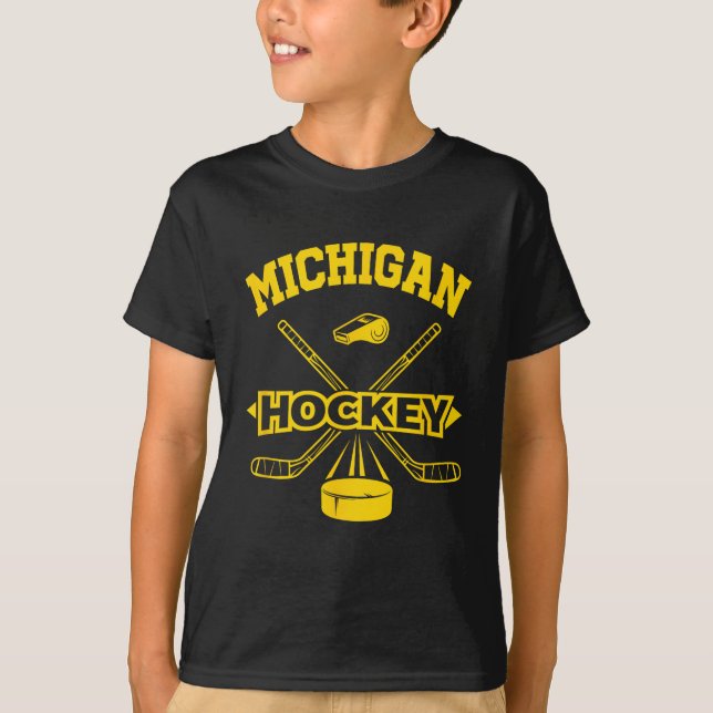 Camiseta Hóquei Vintage Michigan estilo retrô  (Frente)