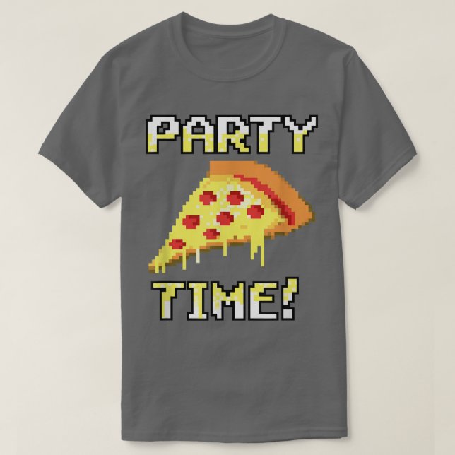 Camiseta Hora da Festa de Pizza Pixelada Gráfica Trendy! 33 (Frente do Design)