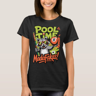 Camiseta Hora da piscina seus malucos, guaxinim engraçado j