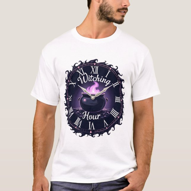 Camiseta Hora das Bruxas, Relógio Encantado (Frente)