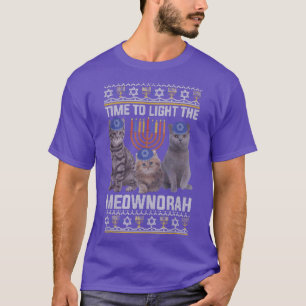 Camiseta Hora De Acender O Meownorah Cat Menorah Feio