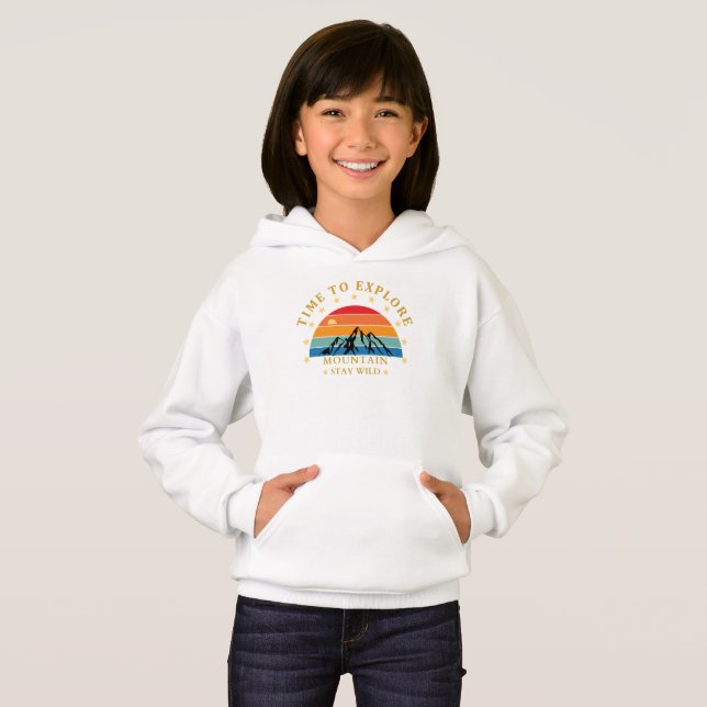 Camiseta Hora de Explorar Montanha – Retro Hiking  (Frente Completa)