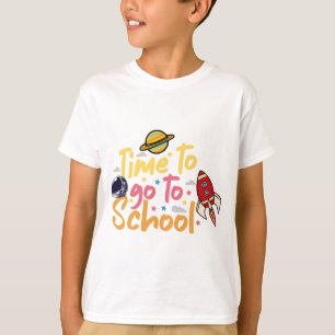 Camiseta Hora de Ir para a Escola Desenho Espacial