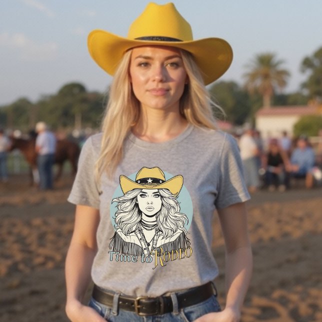 Camiseta Hora de Rodeo Western Cowgirl (Time to Rodeo Western Cowgirl T-Shirt)