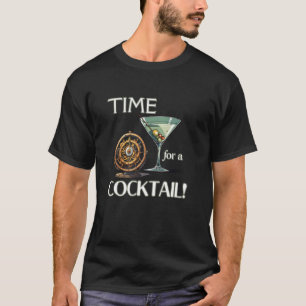 Camiseta Hora de um Relógio de Coquetel Martini Bebendo Pa