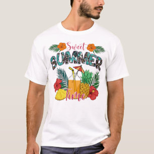 Camiseta Hora de Verão Doce   Frutas Tropicais e Florais