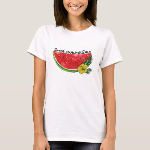 Camiseta Hora de Verão Doce Melancia aquosa