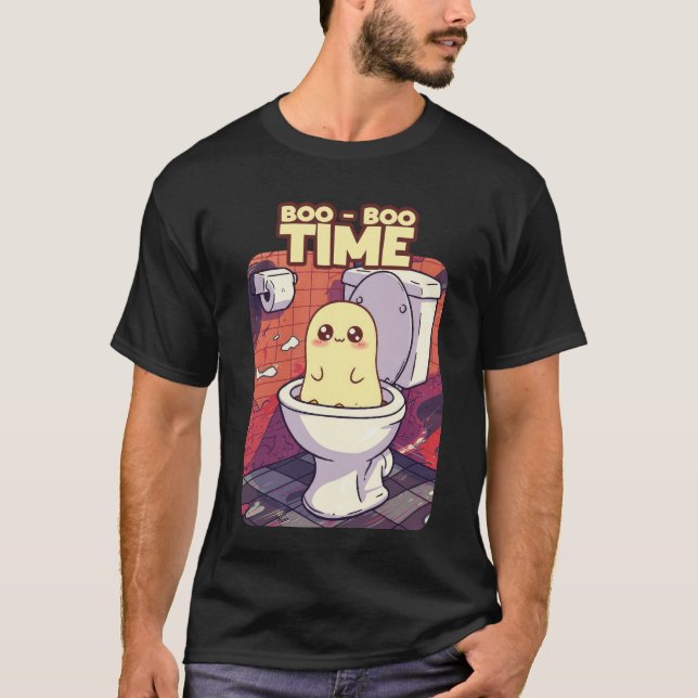 Camiseta Hora do Boo-Boo - Design do Toilet Fantasma Engraç (Frente)