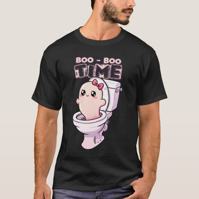 Camiseta Hora do Boo-Boo - Design do Toilet Fantasma Engraç (Frente)