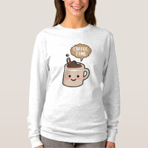 Camiseta hora do café engraçado kawaii café
