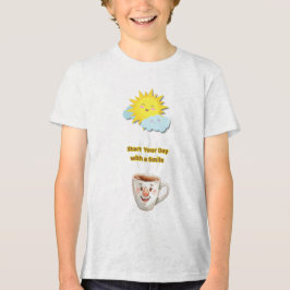 Camiseta Hora do Café – Xícara Sorridente Fofa